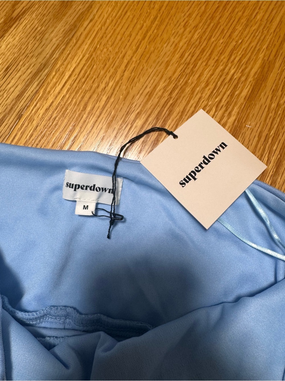 Revolve superdown Light Blue Strapless Drawstring Crop Top - Picture 2 of 6